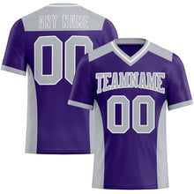 Load image into Gallery viewer, Custom Purple Gray-White Authentic Football Jersey