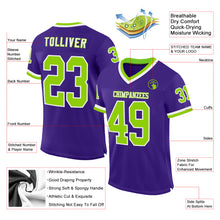 Load image into Gallery viewer, Custom Purple Neon Green-White Mesh Authentic Throwback Football Jersey