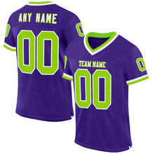 Load image into Gallery viewer, Custom Purple Neon Green-White Mesh Authentic Throwback Football Jersey