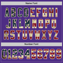 Load image into Gallery viewer, Custom Purple Vintage USA Flag Cream-Black Mesh Authentic Throwback Football Jersey