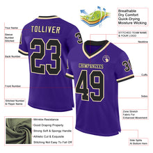 Load image into Gallery viewer, Custom Purple Black-Cream Mesh Authentic Throwback Football Jersey