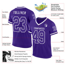 Load image into Gallery viewer, Custom Purple White Mesh Authentic Throwback Football Jersey