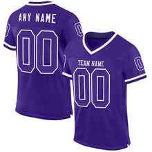 Load image into Gallery viewer, Custom Purple White Mesh Authentic Throwback Football Jersey