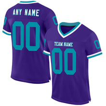 Load image into Gallery viewer, Custom Purple Teal-White Mesh Authentic Throwback Football Jersey