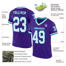Load image into Gallery viewer, Custom Purple White-Teal Mesh Authentic Throwback Football Jersey