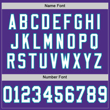 Load image into Gallery viewer, Custom Purple White-Teal Mesh Authentic Throwback Football Jersey