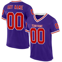Load image into Gallery viewer, Custom Purple Red-White Mesh Authentic Throwback Football Jersey