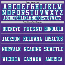 Load image into Gallery viewer, Custom Purple Black-Teal Mesh Authentic Throwback Football Jersey