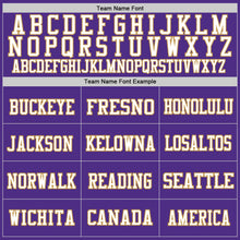 Load image into Gallery viewer, Custom Purple White-Old Gold Mesh Authentic Throwback Football Jersey