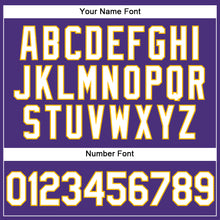 Load image into Gallery viewer, Custom Stitched Purple White-Gold Sports Pullover Sweatshirt Hoodie