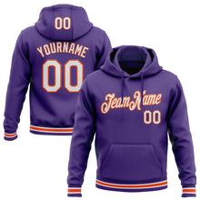 Load image into Gallery viewer, Custom Stitched Purple White-Orange Sports Pullover Sweatshirt Hoodie