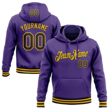 Load image into Gallery viewer, Custom Stitched Purple Black-Gold Sports Pullover Sweatshirt Hoodie