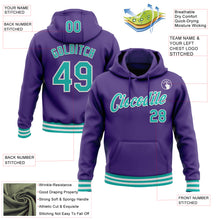 Load image into Gallery viewer, Custom Stitched Purple Aqua-White Sports Pullover Sweatshirt Hoodie