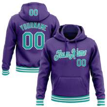 Load image into Gallery viewer, Custom Stitched Purple Aqua-White Sports Pullover Sweatshirt Hoodie