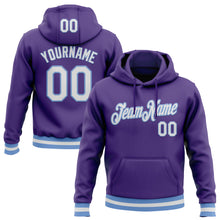 Load image into Gallery viewer, Custom Stitched Purple White-Light Blue Sports Pullover Sweatshirt Hoodie