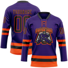Load image into Gallery viewer, Custom Purple Black-Orange Hockey Lace Neck Jersey
