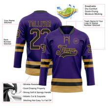 Load image into Gallery viewer, Custom Purple Black-Old Gold Hockey Lace Neck Jersey