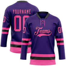 Load image into Gallery viewer, Custom Purple Pink-Black Hockey Lace Neck Jersey