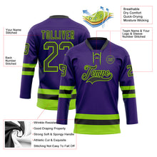 Load image into Gallery viewer, Custom Purple Black-Neon Green Hockey Lace Neck Jersey