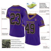 Load image into Gallery viewer, Custom Purple Black-Old Gold Mesh Authentic Throwback Football Jersey