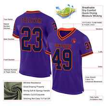 Load image into Gallery viewer, Custom Purple Navy-Orange Mesh Authentic Throwback Football Jersey