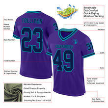 Load image into Gallery viewer, Custom Purple Navy-Teal Mesh Authentic Throwback Football Jersey