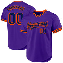 Load image into Gallery viewer, Custom Purple Navy-Orange Authentic Throwback Baseball Jersey
