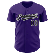 Load image into Gallery viewer, Custom Purple Black-White Authentic Baseball Jersey