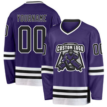 Load image into Gallery viewer, Custom Purple Black-White Hockey Jersey