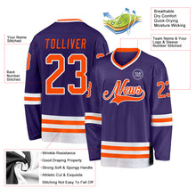 Load image into Gallery viewer, Custom Purple Orange-White Hockey Jersey