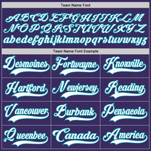 Load image into Gallery viewer, Custom Purple White-Teal Hockey Jersey