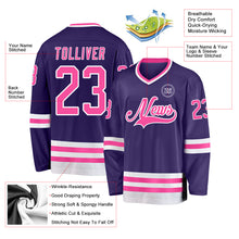 Load image into Gallery viewer, Custom Purple Pink-White Hockey Jersey