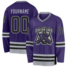 Load image into Gallery viewer, Custom Purple Black-Gray Hockey Jersey