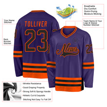 Load image into Gallery viewer, Custom Purple Black-Orange Hockey Jersey