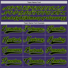 Load image into Gallery viewer, Custom Purple Black-Neon Green Hockey Jersey