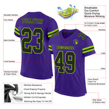 Load image into Gallery viewer, Custom Purple Black-Neon Green Mesh Authentic Football Jersey