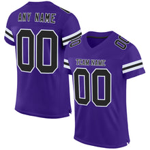 Load image into Gallery viewer, Custom Purple Black-White Mesh Authentic Football Jersey