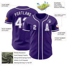 Load image into Gallery viewer, Custom Purple White Authentic Baseball Jersey