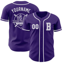 Load image into Gallery viewer, Custom Purple White Authentic Baseball Jersey