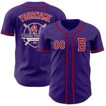 Load image into Gallery viewer, Custom Purple Red-White Authentic Baseball Jersey