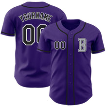 Load image into Gallery viewer, Custom Purple Black-Gray Authentic Baseball Jersey