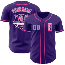 Load image into Gallery viewer, Custom Purple Pink-White Authentic Baseball Jersey