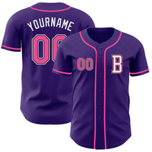 Load image into Gallery viewer, Custom Purple Pink-Black Authentic Baseball Jersey