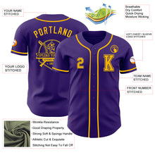Load image into Gallery viewer, Custom Purple Gold Authentic Baseball Jersey