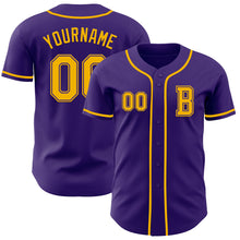 Load image into Gallery viewer, Custom Purple Gold Authentic Baseball Jersey