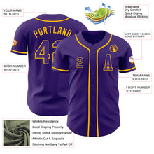 Load image into Gallery viewer, Custom Purple Gold Authentic Baseball Jersey