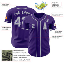 Load image into Gallery viewer, Custom Purple Gray Authentic Baseball Jersey