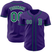 Load image into Gallery viewer, Custom Purple Kelly Green-White Authentic Baseball Jersey