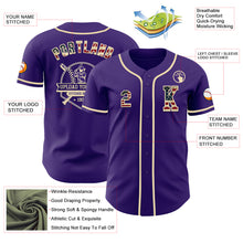 Load image into Gallery viewer, Custom Purple Vintage USA Flag-Cream Authentic Baseball Jersey