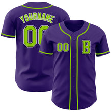 Load image into Gallery viewer, Custom Purple Neon Green-Black Authentic Baseball Jersey